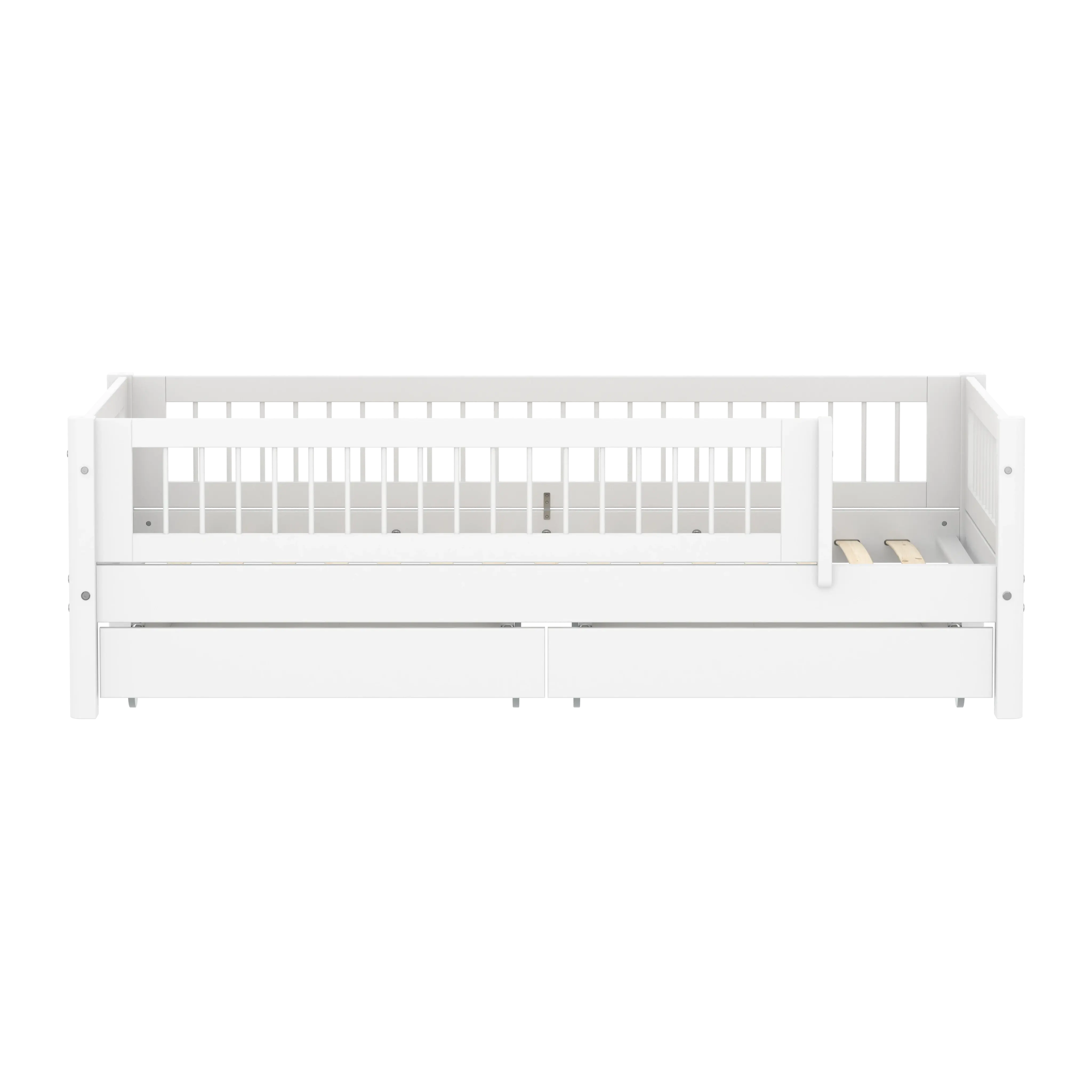 Single Bed with Crossbars, Storage and Safety Rail, 90x200 cm, White SINGLE_BED 200 flexa-com.myshopify.com