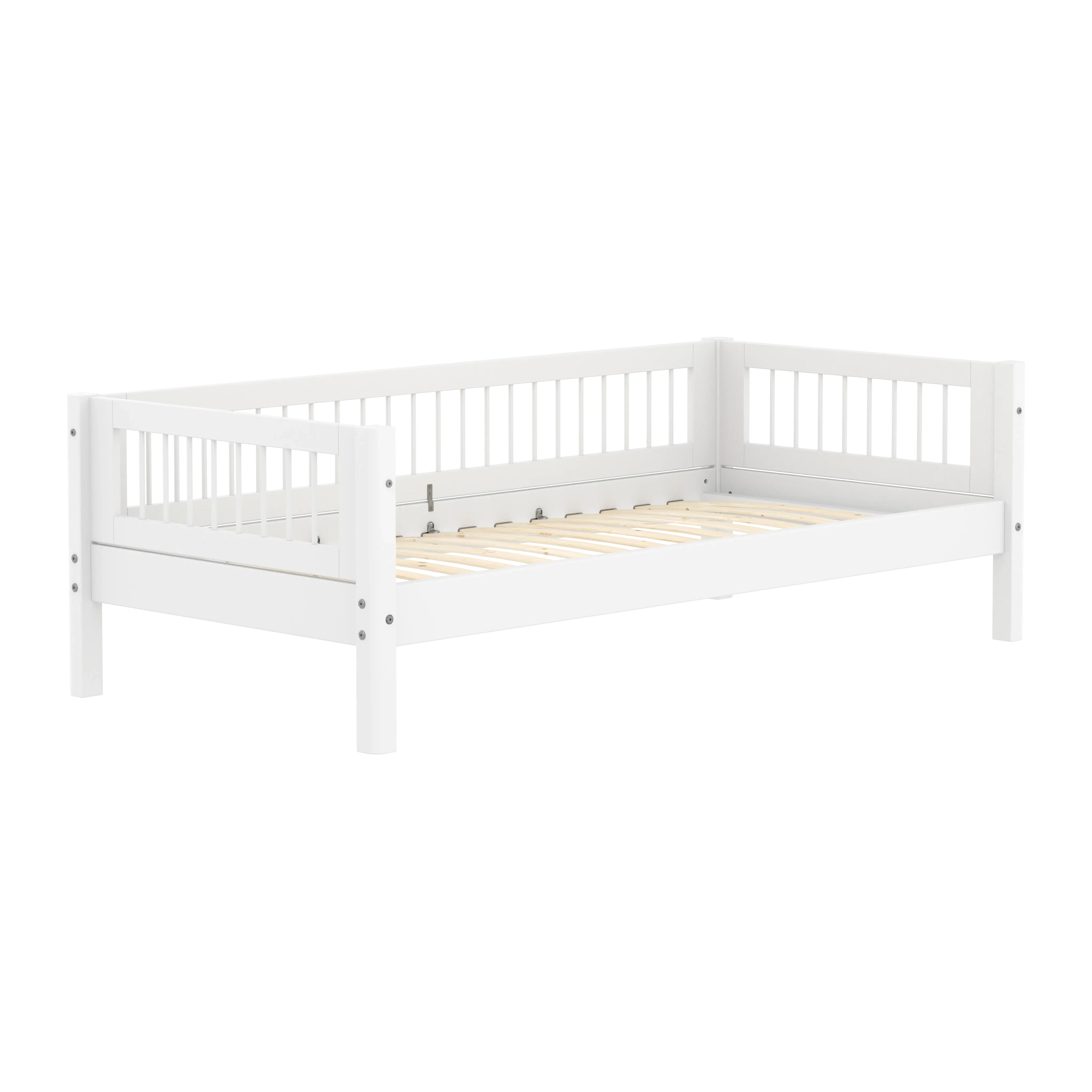 Single Bed with Crossbars and Safety Rail, 90x200 cm, White SINGLE_BED 200 flexa-com.myshopify.com