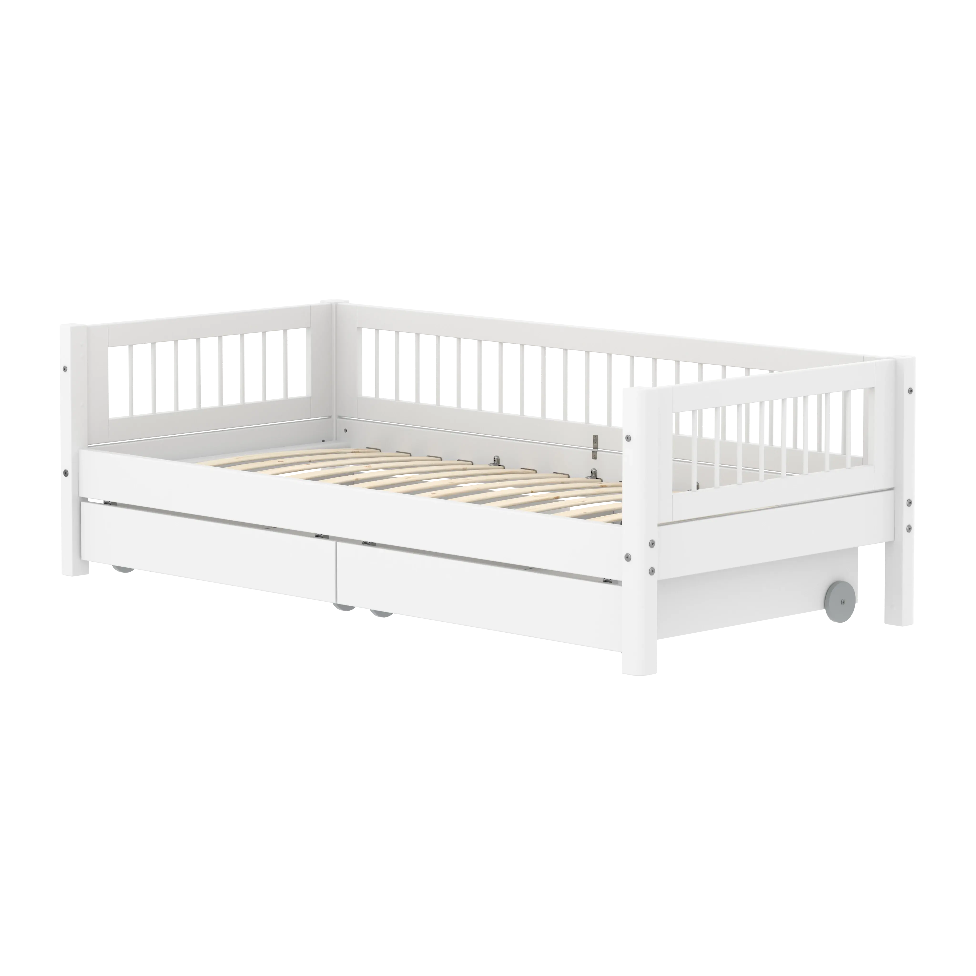 Single Bed with Crossbars and Storage, 90x200 cm, White SINGLE_BED 200 flexa-com.myshopify.com