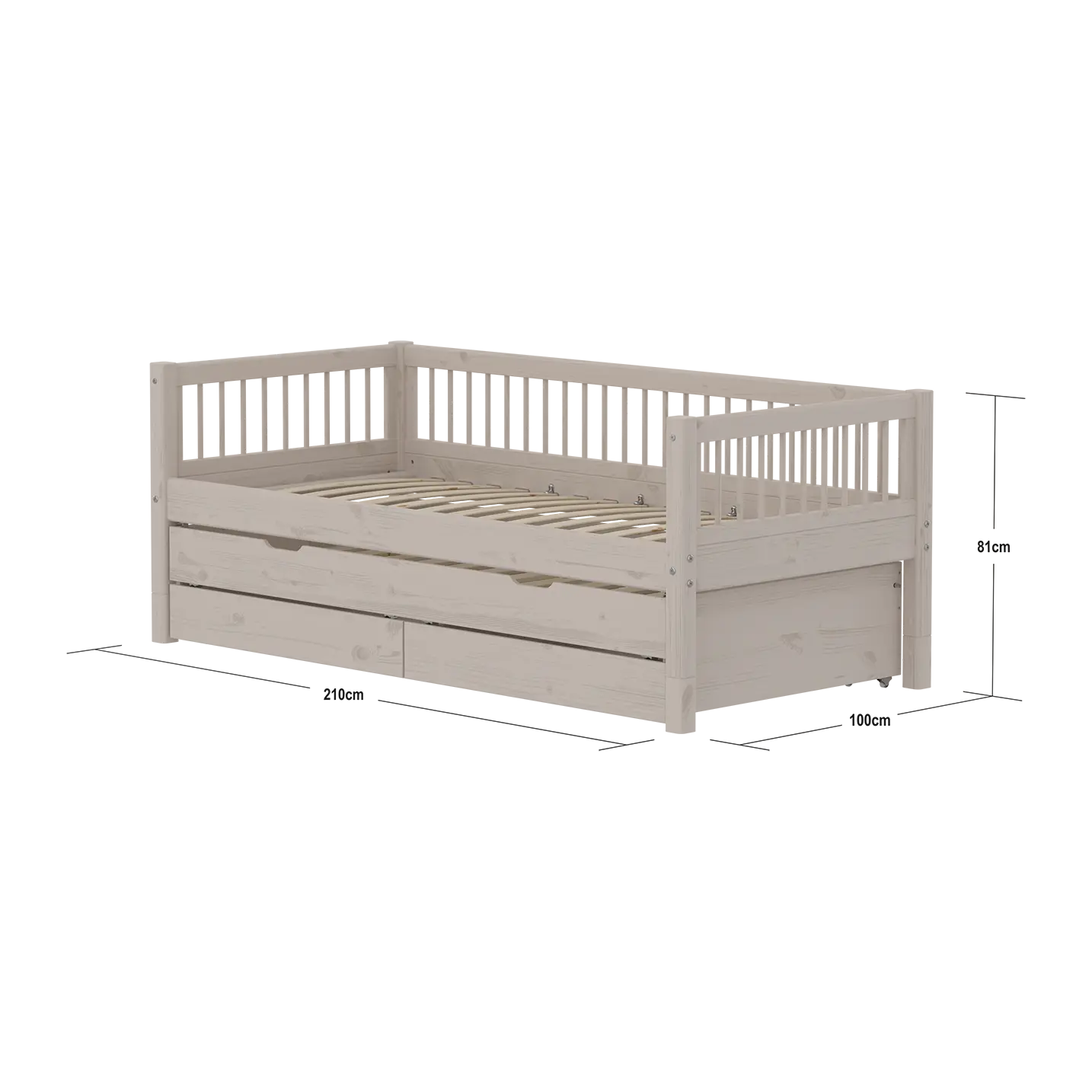 Single Bed with Guest Bed, Storage, 90x200 cm, Grey SINGLE_BED 200 flexa-com.myshopify.com