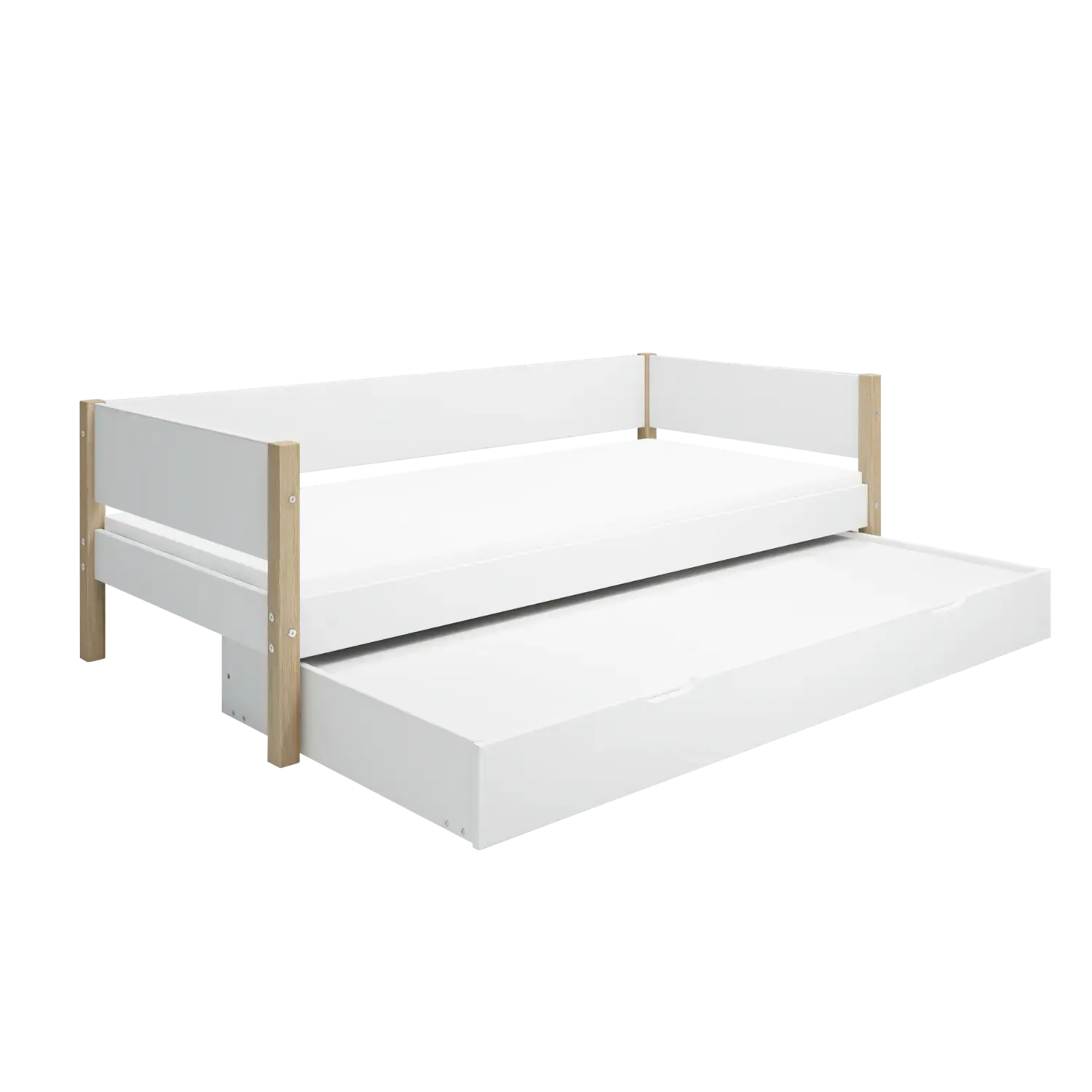 Single Bed with Pull-out Bed, 90x200 cm, White/Oak SINGLE_BED 200 flexa-com.myshopify.com