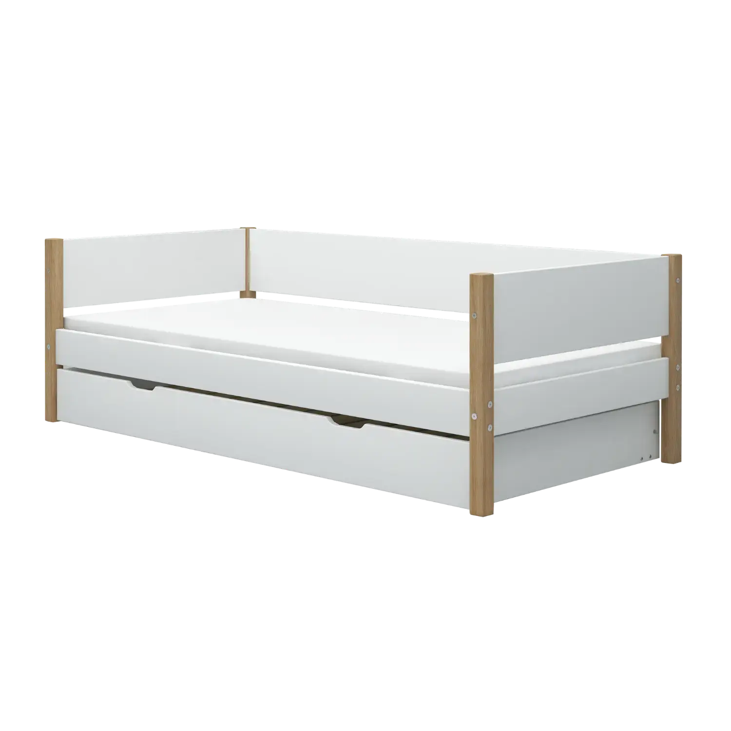 Single Bed with Pull-out Bed, 90x200 cm, White/Oak SINGLE_BED 200 flexa-com.myshopify.com