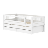 Single Bed with Pull-out Bed, Storage and Safety Rail Crossbars, 90x200 cm, White SINGLE_BED 200 flexa-com.myshopify.com