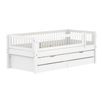 Single Bed with Pull-out Bed, Storage and Safety Rail Crossbars, 90x200 cm, White SINGLE_BED 200 flexa-com.myshopify.com