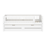 Single Bed with Pull-out Bed, Storage and Safety Rail Crossbars, 90x200 cm, White SINGLE_BED 200 flexa-com.myshopify.com
