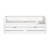 Single Bed with Pull-out Bed, Storage and Safety Rail Crossbars, 90x200 cm, White SINGLE_BED 200 flexa-com.myshopify.com