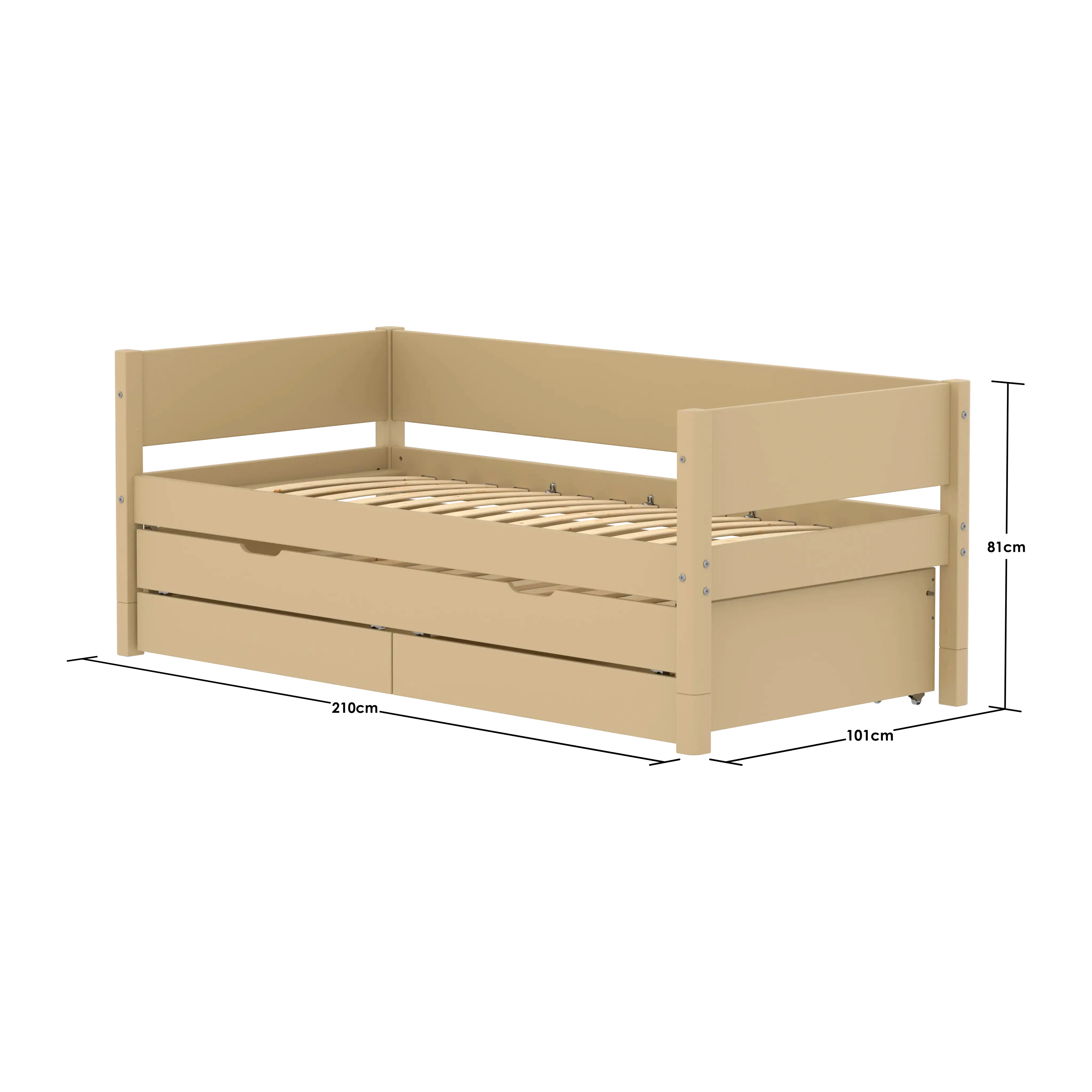 Single Bed with Pull-out Bed and Storage, 90x200 cm, Sand SINGLE_BED 200 flexa-com.myshopify.com