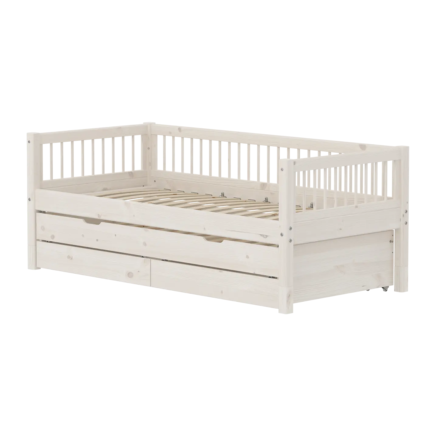 Single Bed with Pull-out Bed and Storage, 90x200 cm, White SINGLE_BED 200 flexa-com.myshopify.com
