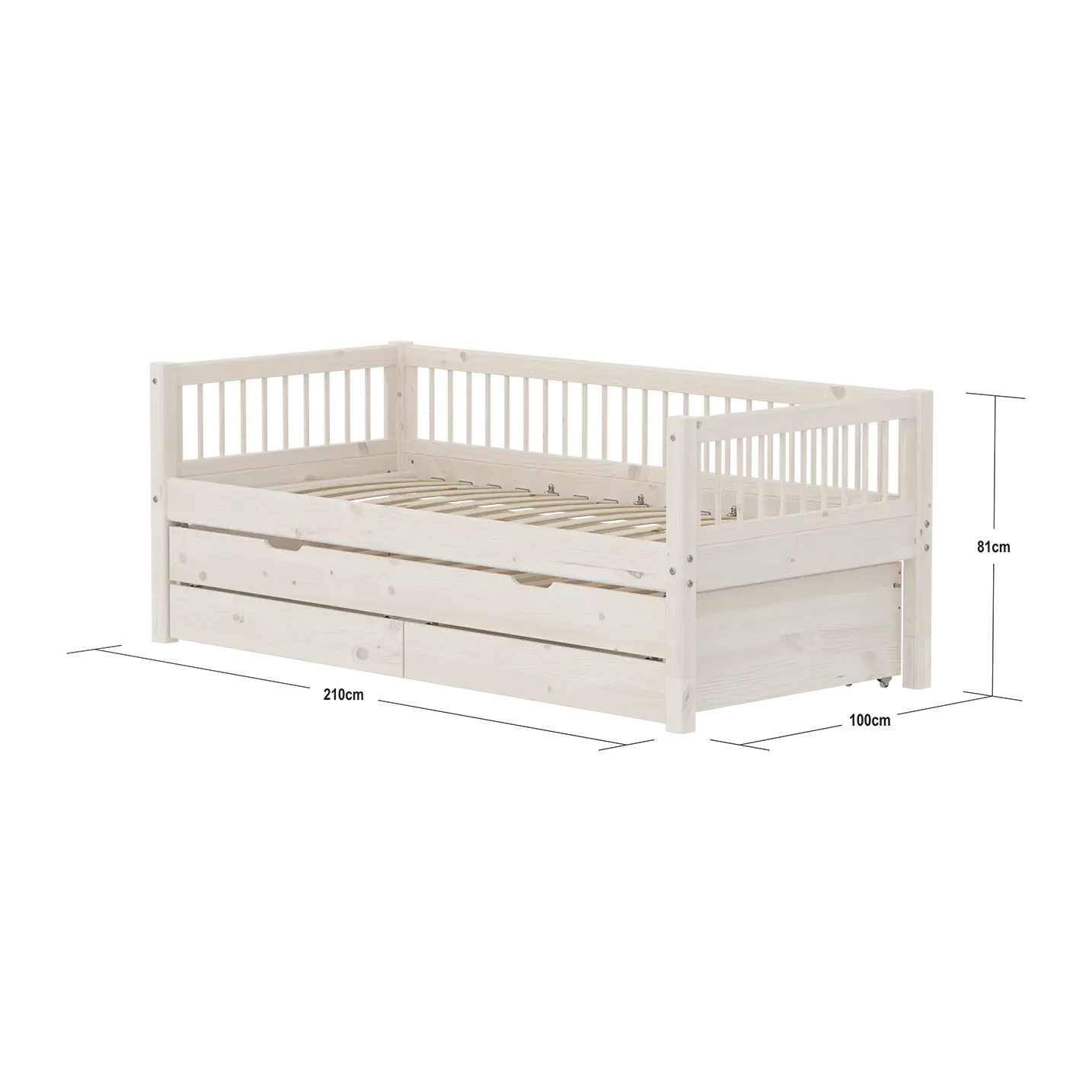 Single Bed with Pull-out Bed and Storage, 90x200 cm, White SINGLE_BED 200 flexa-com.myshopify.com