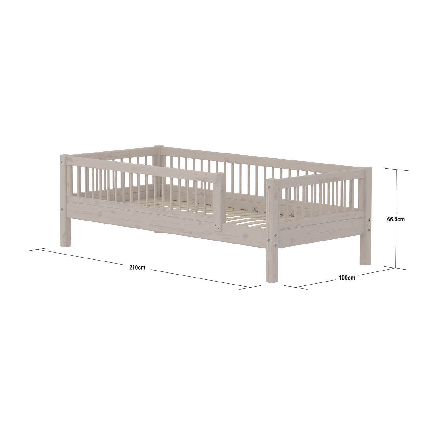 Single Bed with Safety Rail, 90x200 cm, Grey SINGLE_BED 200 flexa-com.myshopify.com