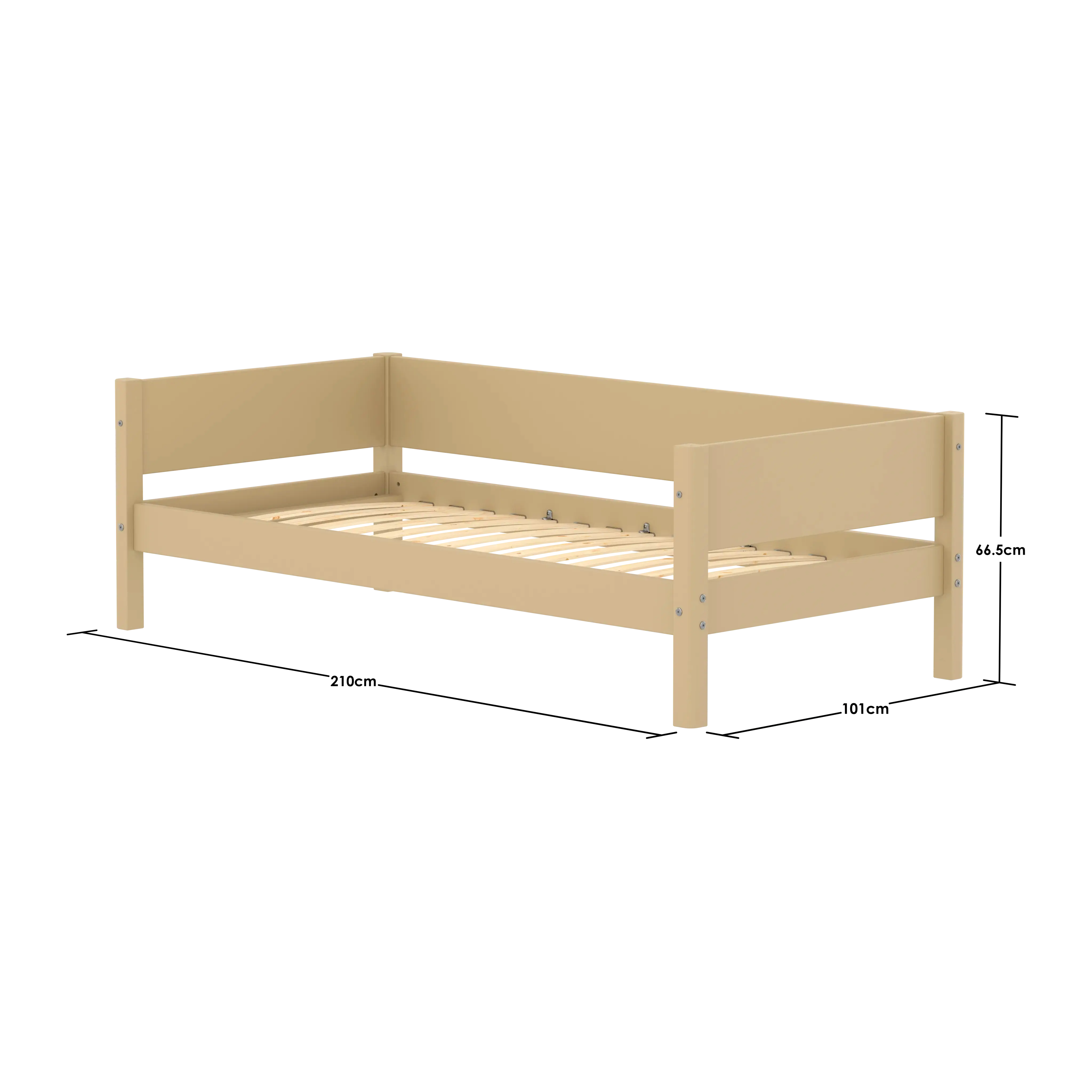 Single Bed with Safety Rail, 90x200 cm, Sand SINGLE_BED 200 flexa-com.myshopify.com