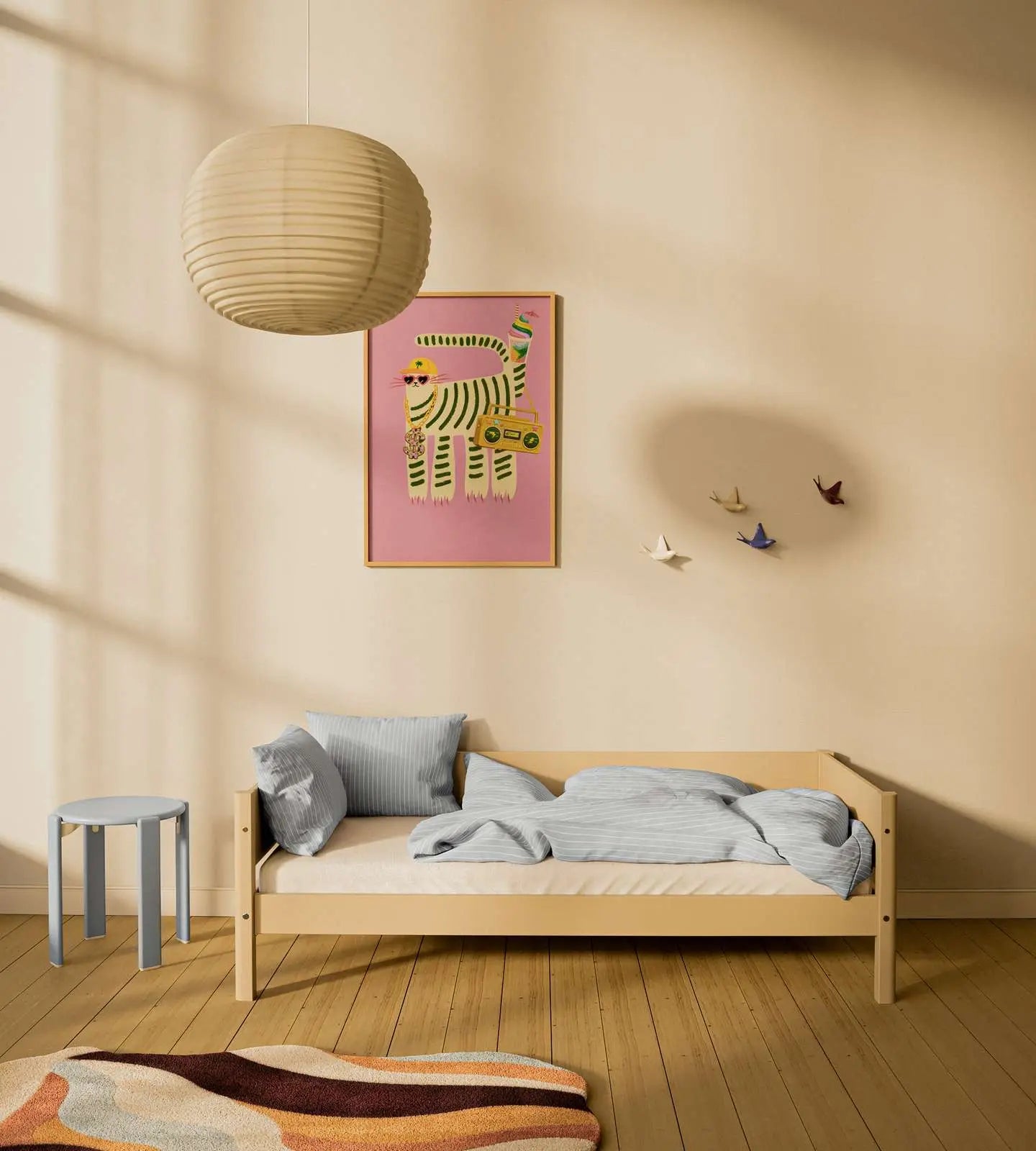 Single Bed with Safety Rail, 90x200 cm, Sand SINGLE_BED 200 flexa-com.myshopify.com