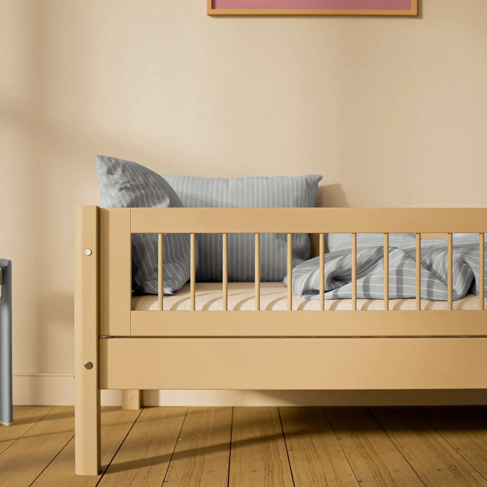 Single Bed with Safety Rail, 90x200 cm, Sand SINGLE_BED 90X200 flexa-com.myshopify.com