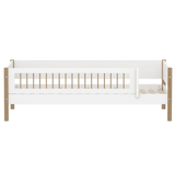 Single Bed with Safety Rail, 90x200 cm, White/Oak FLEXA SINGLE_BED daybed-f-wht-w-front-safety-200x90cm-legs-crossbars-oak   90X200 flexa-com.myshopify.com