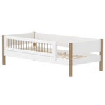 Single Bed with Safety Rail, 90x200 cm, White/Oak FLEXA SINGLE_BED daybed-f-wht-w-front-safety-200x90cm-legs-crossbars-oak   90X200 flexa-com.myshopify.com