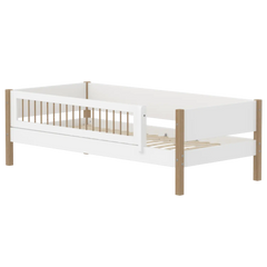 Single Bed with Safety Rail, 90x200 cm, White/Oak FLEXA SINGLE_BED daybed-f-wht-w-front-safety-200x90cm-legs-crossbars-oak   90X200 flexa-com.myshopify.com