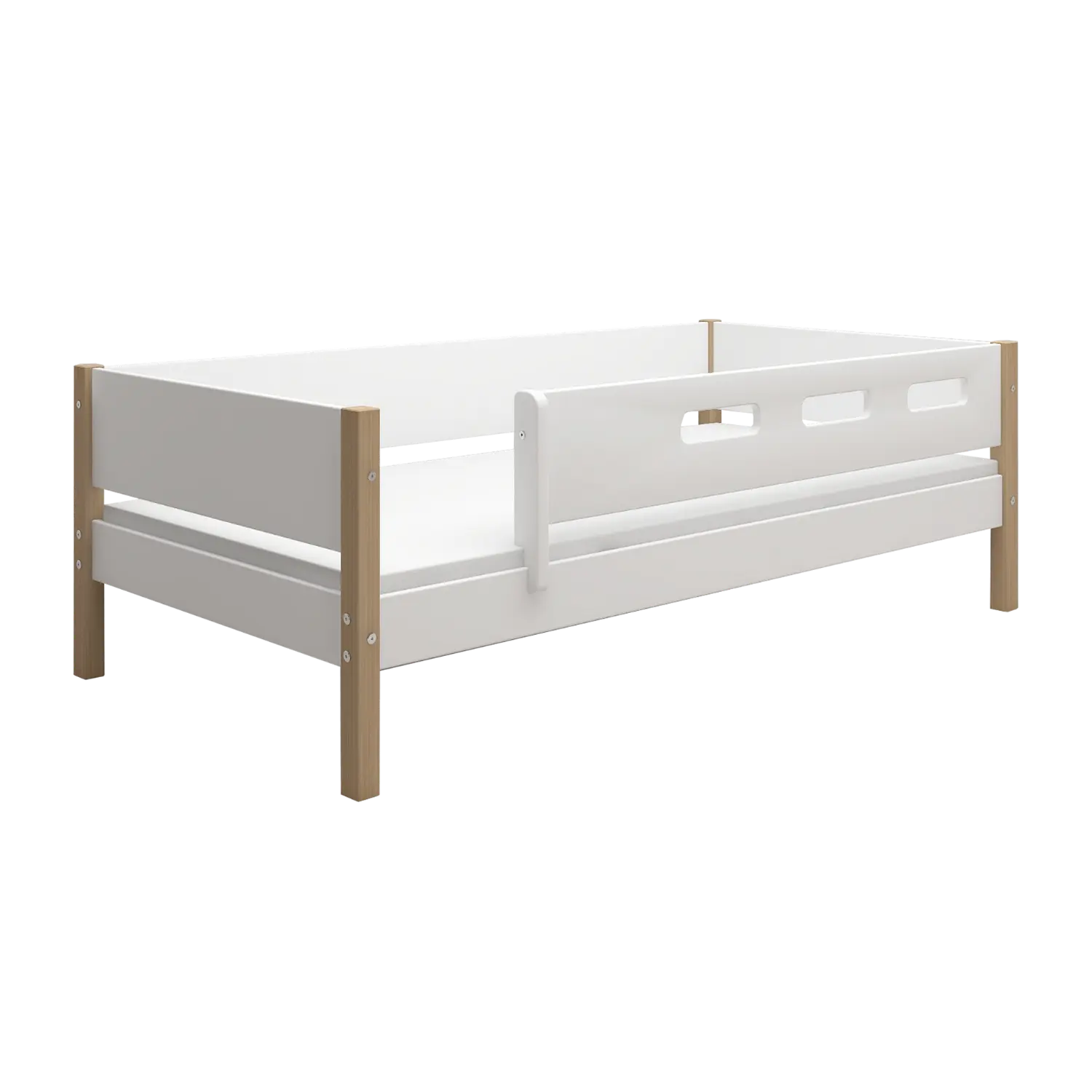 Single Bed with Safety Rail, 90x200 cm, White/Oak SINGLE_BED 200 flexa-com.myshopify.com