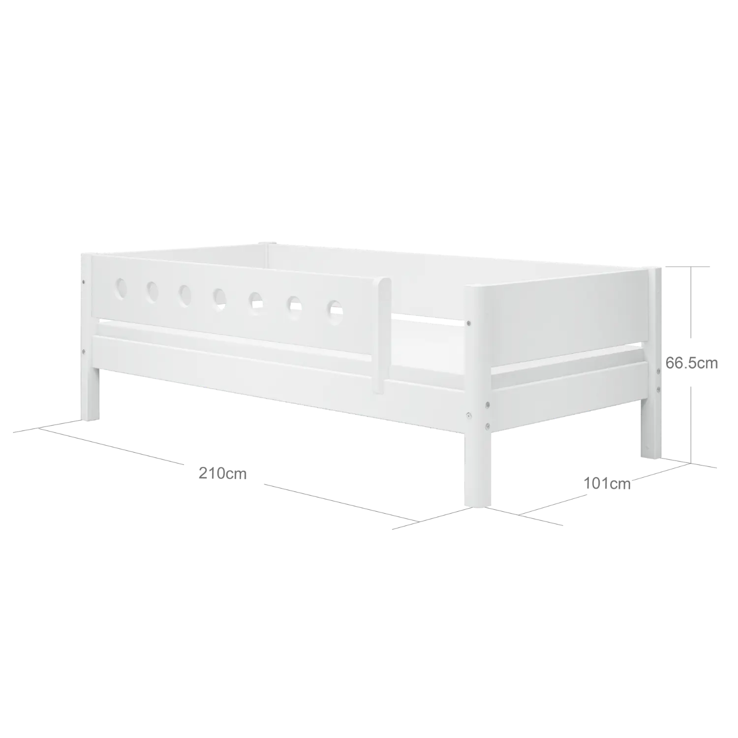 Single Bed with Safety Rail, 90x200 cm, White SINGLE_BED 200 flexa-com.myshopify.com