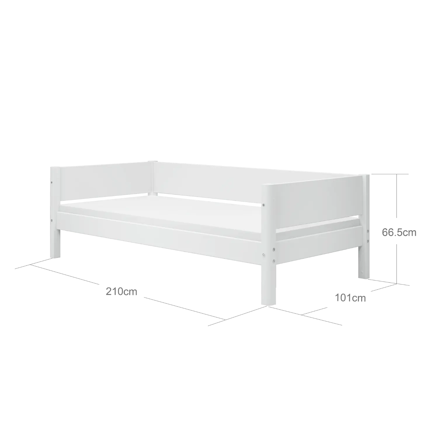 Single Bed with Safety Rail, 90x200 cm, White SINGLE_BED 200 flexa-com.myshopify.com