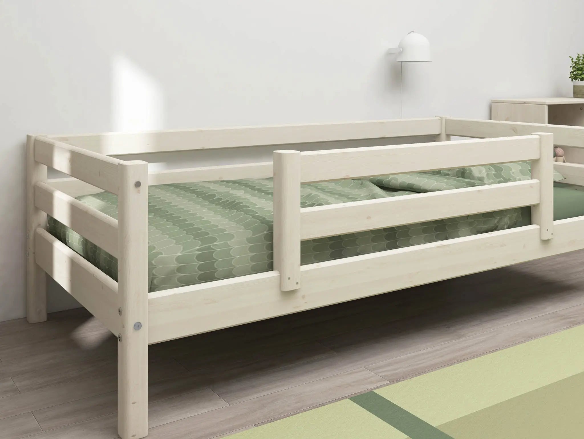 Single Bed with Safety Rail, 90x200 cm, White SINGLE_BED 200 flexa-com.myshopify.com