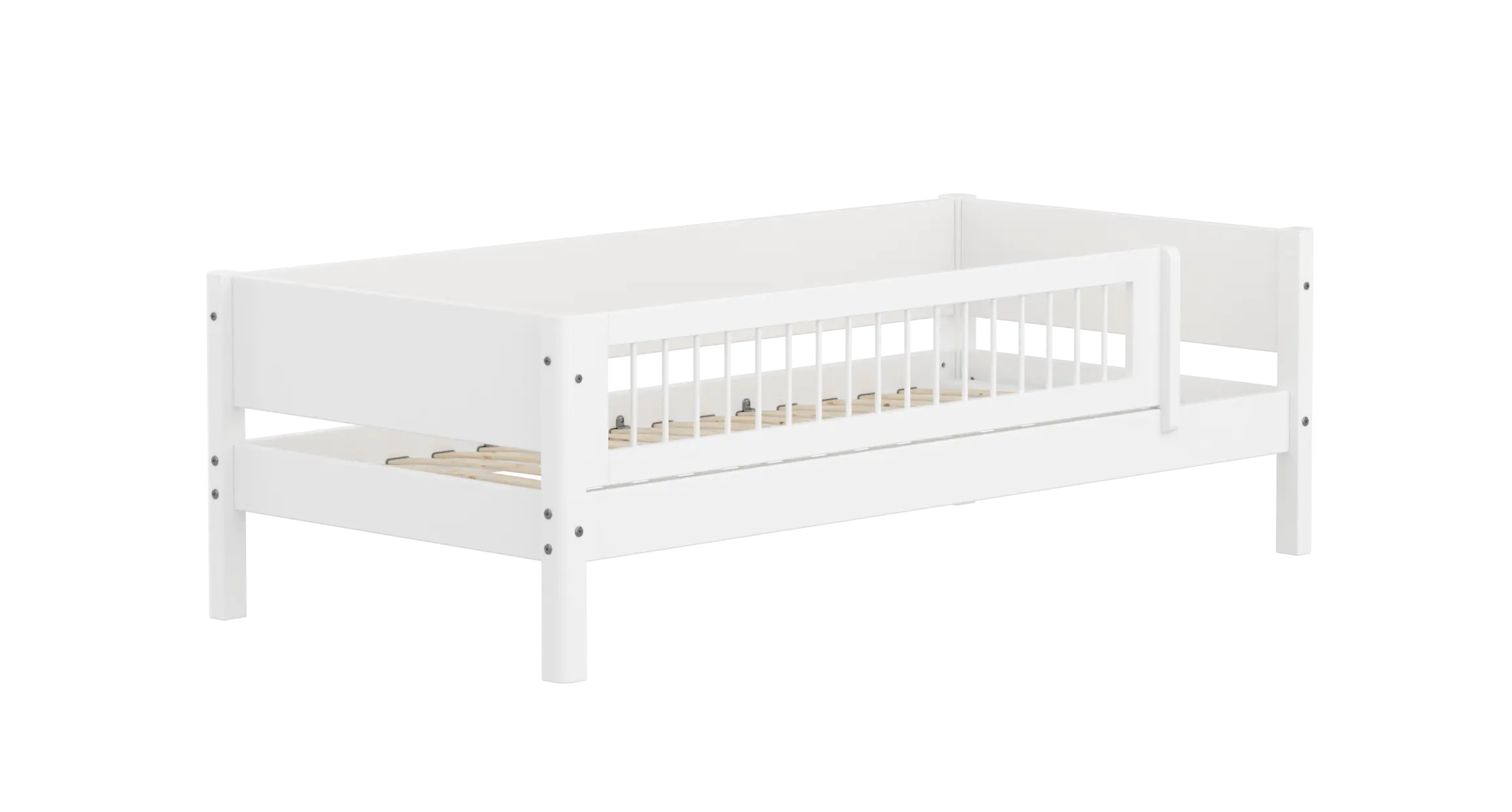 Single Bed with Safety Rail, 90x200 cm, White SINGLE_BED 90X200 flexa-com.myshopify.com