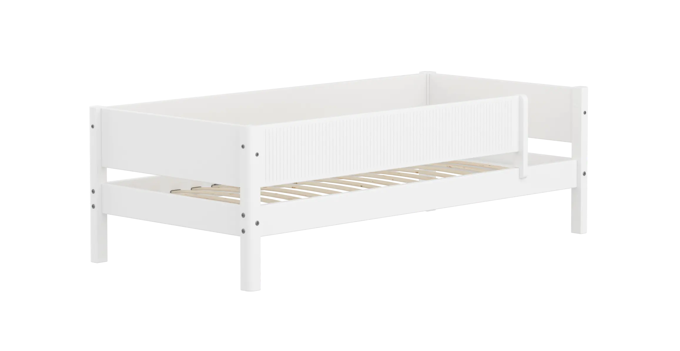 Single Bed with Safety Rail, 90x200 cm, White SINGLE_BED 90X200 flexa-com.myshopify.com