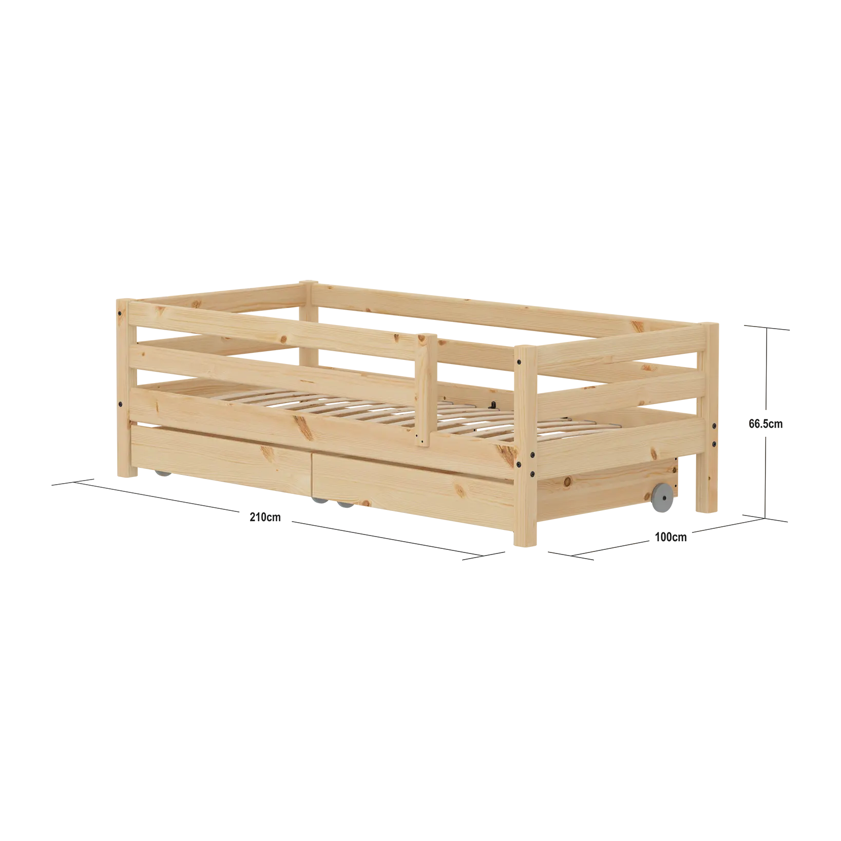 Single Bed with Safety Rail and Storage, 90x200 cm, Pine SINGLE_BED 200 flexa-com.myshopify.com