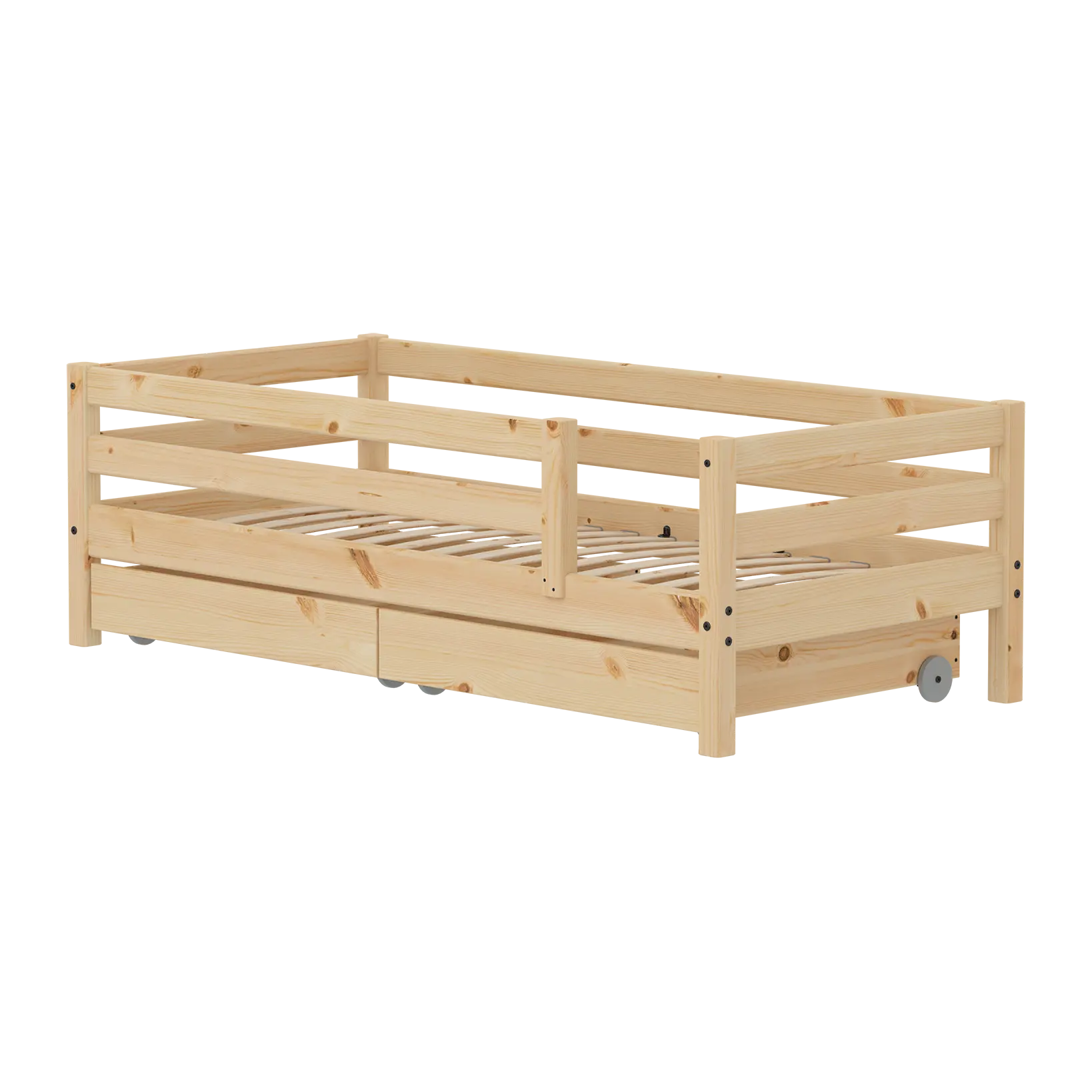 Single Bed with Safety Rail and Storage, 90x200 cm, Pine SINGLE_BED 200 flexa-com.myshopify.com