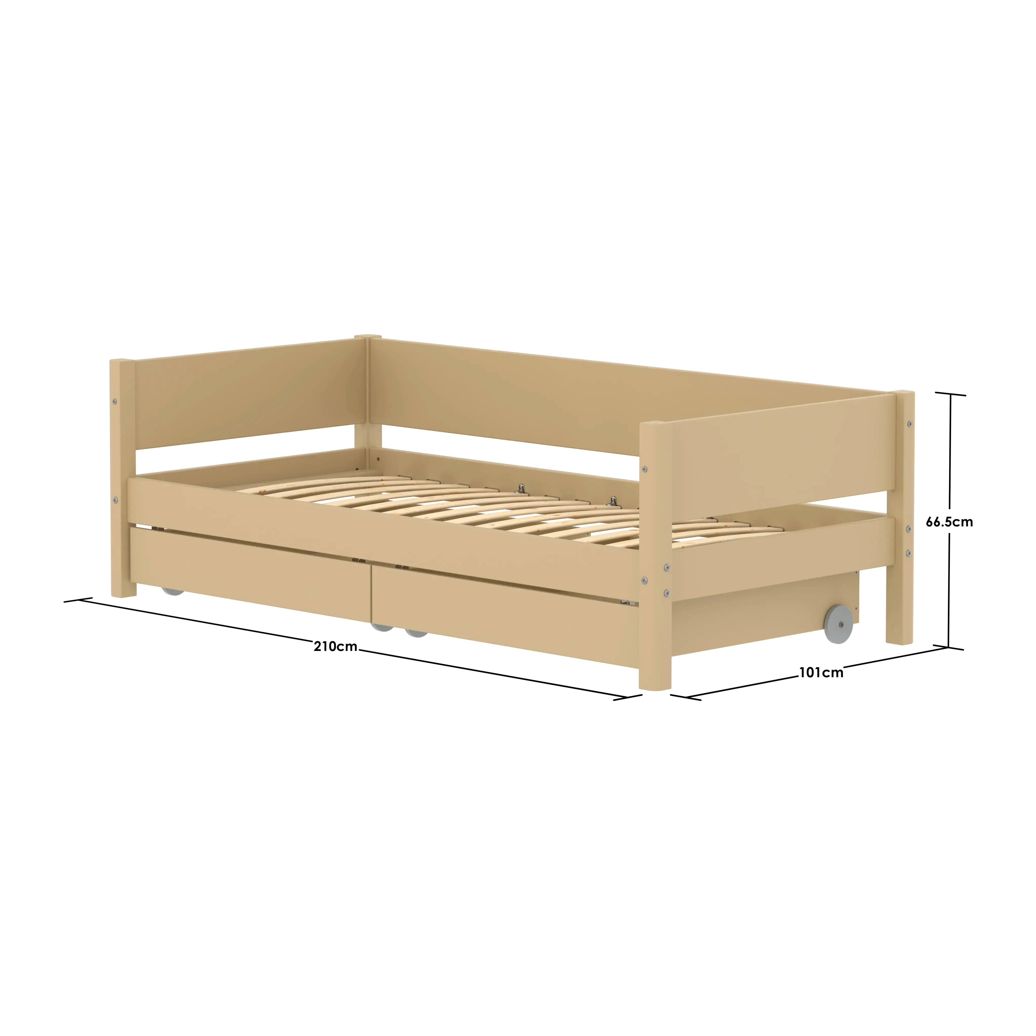 Single Bed with Storage, 90x200 cm, Sand SINGLE_BED 200 flexa-com.myshopify.com