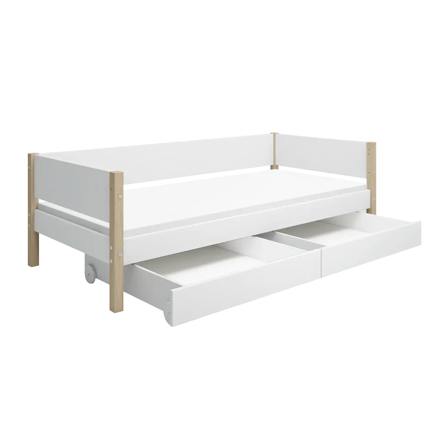 Single Bed with Storage, 90x200 cm, White/Oak SINGLE_BED 200 flexa-com.myshopify.com