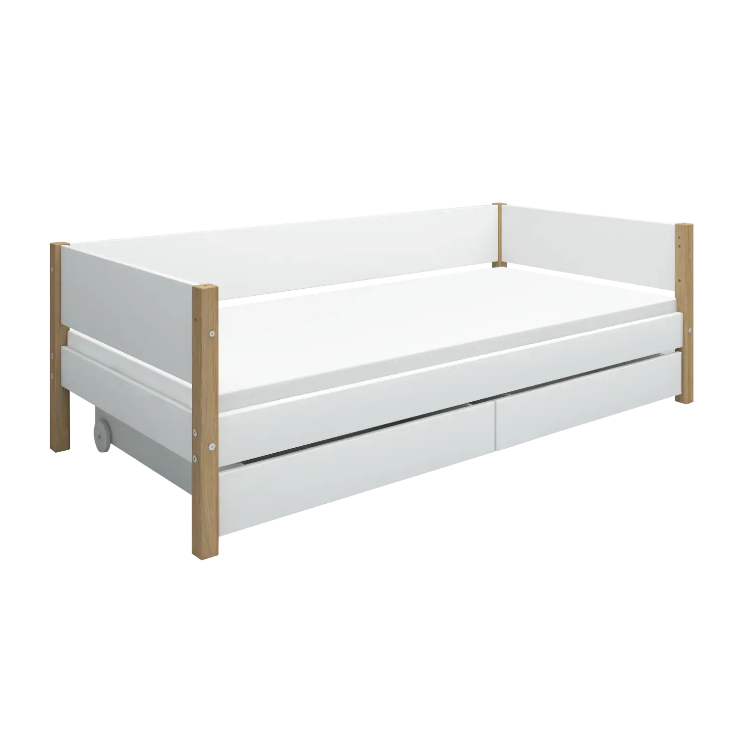 Single Bed with Storage, 90x200 cm, White/Oak SINGLE_BED 200 flexa-com.myshopify.com