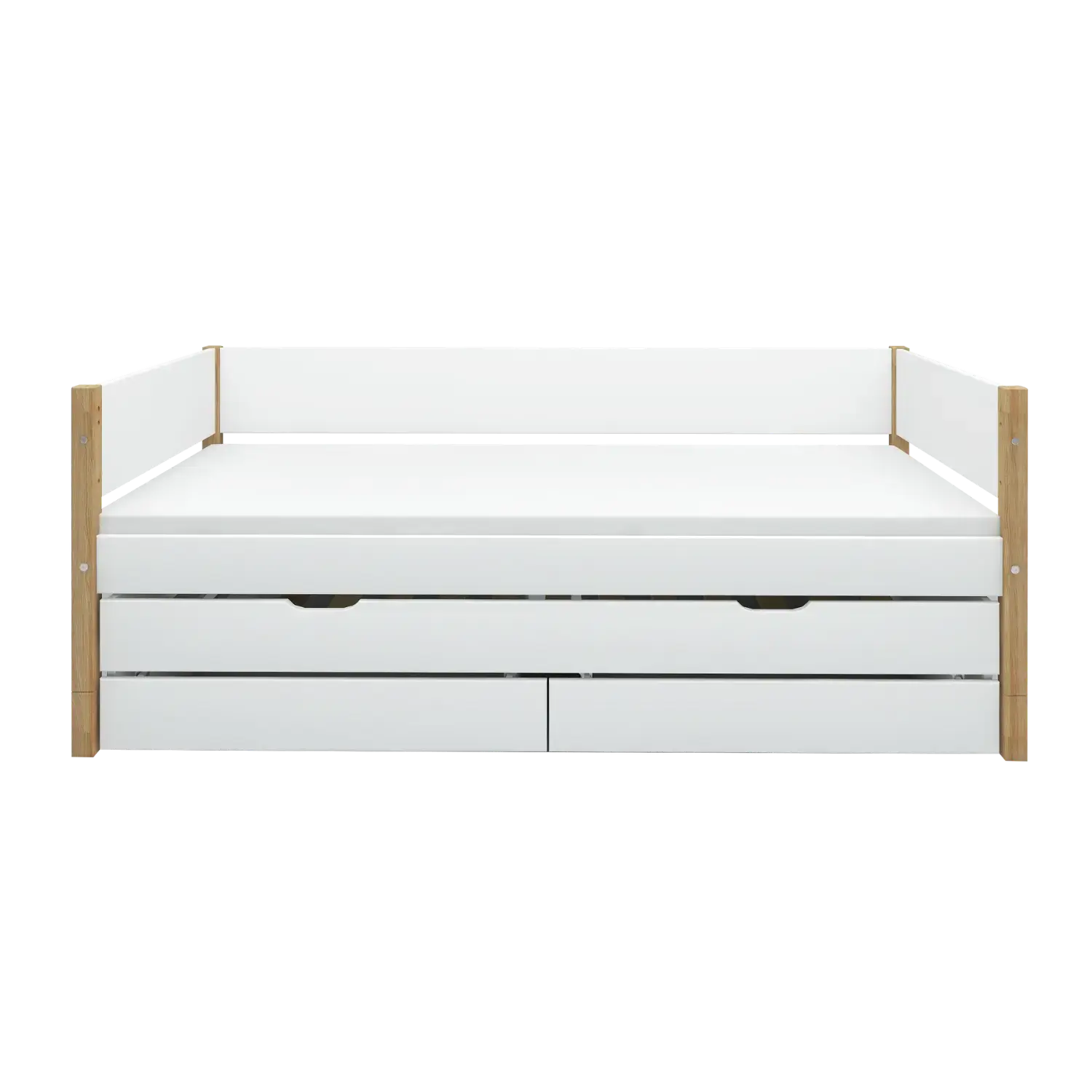 Single Bed with Storage and Pull-out Bed, 90x200 cm, White/Oak SINGLE_BED 200 flexa-com.myshopify.com