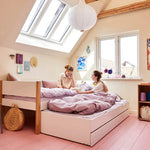 Single Bed with Storage and Pull-out Bed, 90x200 cm, White/Oak SINGLE_BED 200 flexa-com.myshopify.com