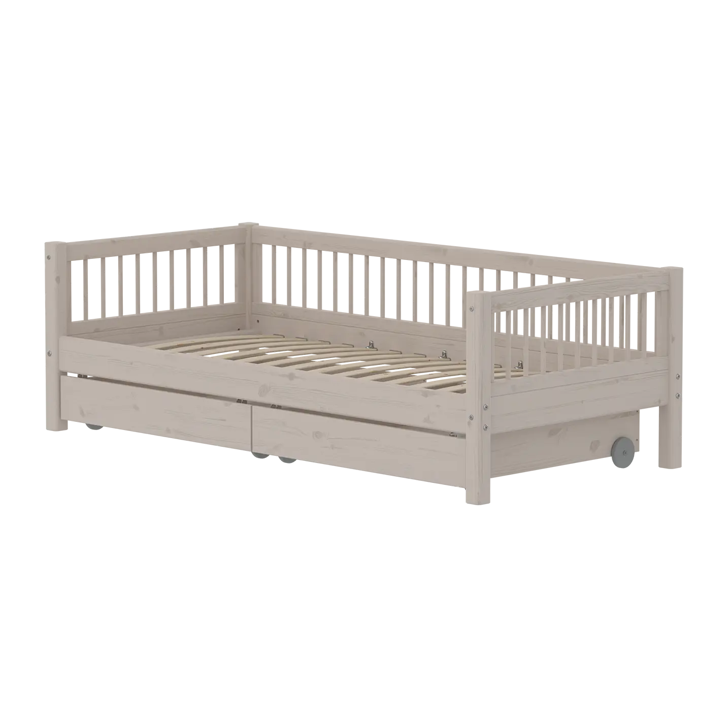 Single Bed with Storage and Safety Rail, 90x200 cm, Grey SINGLE_BED 200 flexa-com.myshopify.com