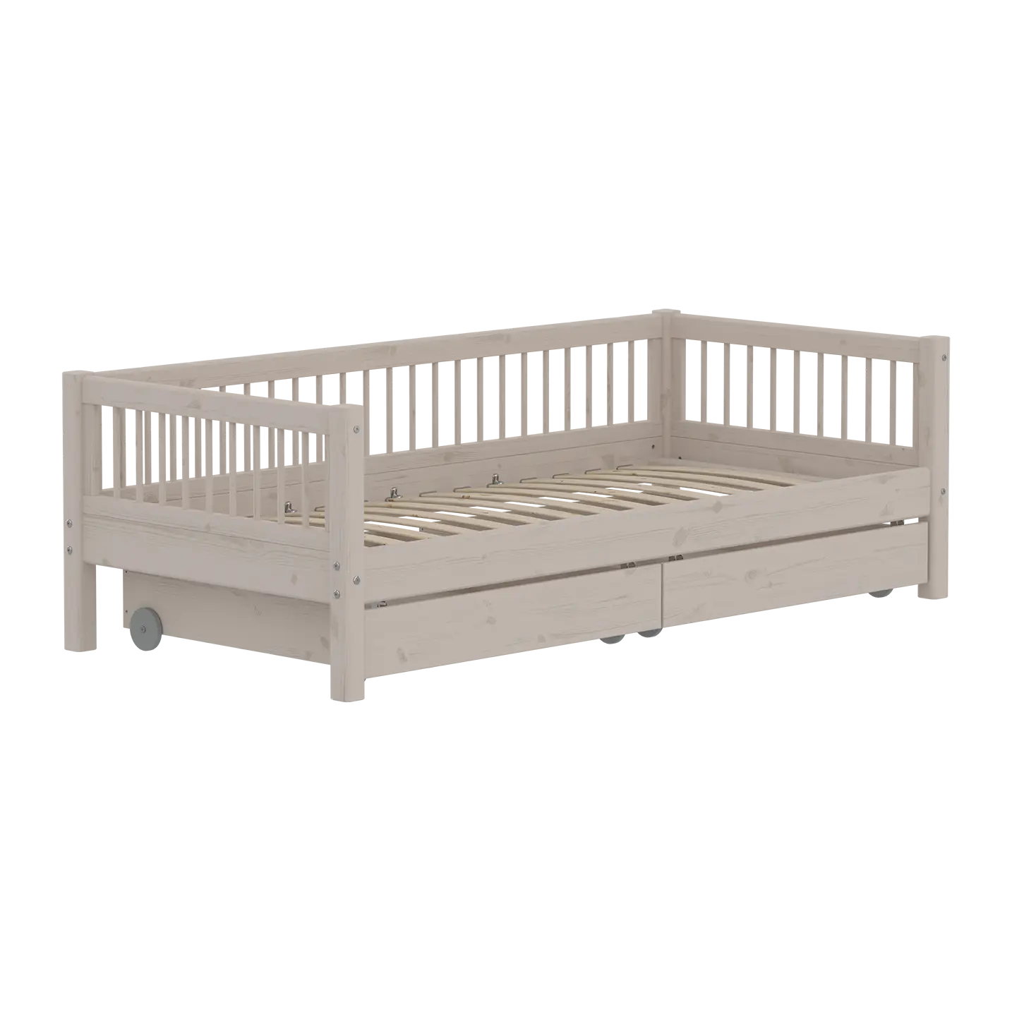 Single Bed with Storage and Safety Rail, 90x200 cm, Grey SINGLE_BED 200 flexa-com.myshopify.com