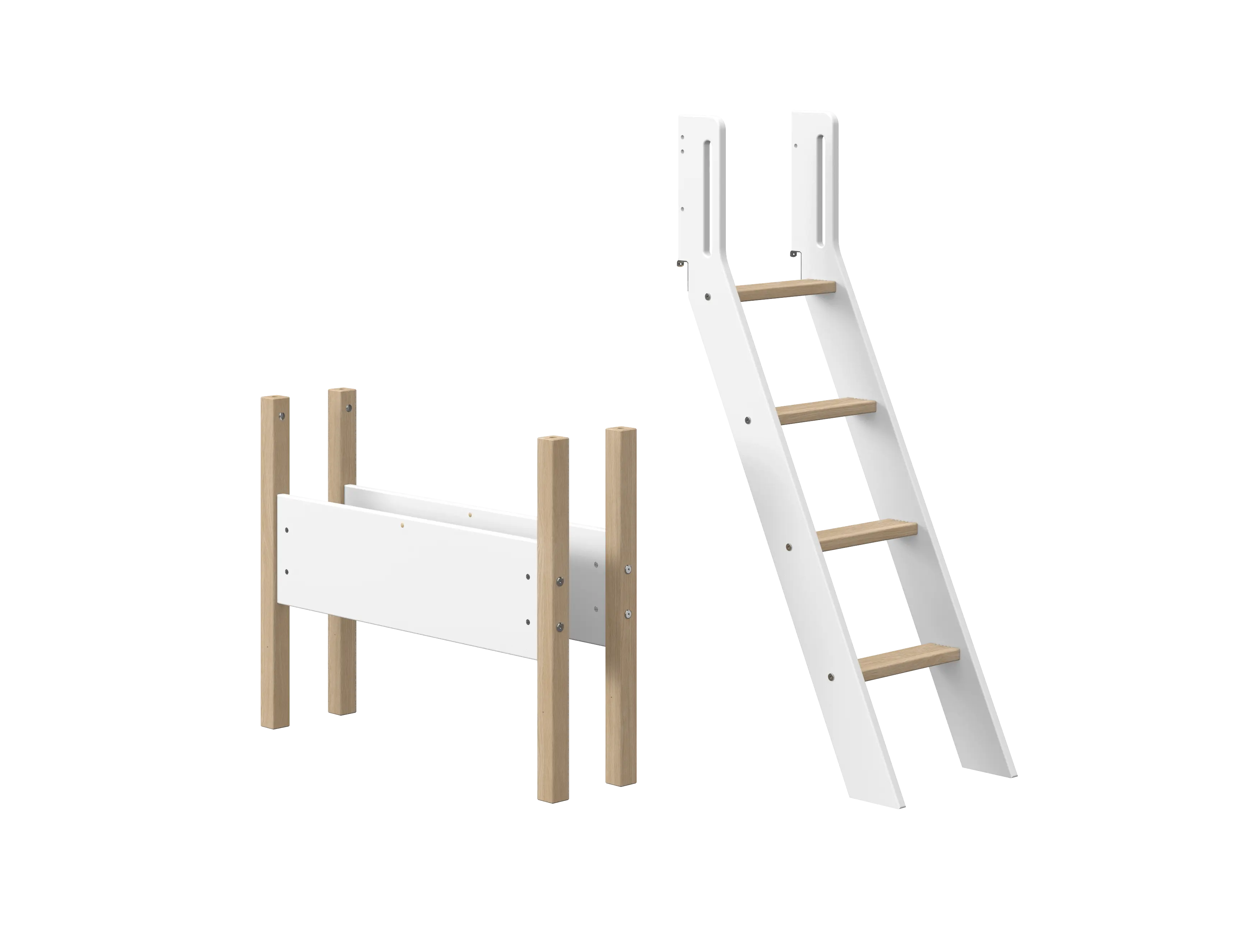 Slanting Ladder and Legs for High Bed 143 cm, 90 cm, White/Oak LADDER_LEGS ACTIVE flexa-com.myshopify.com