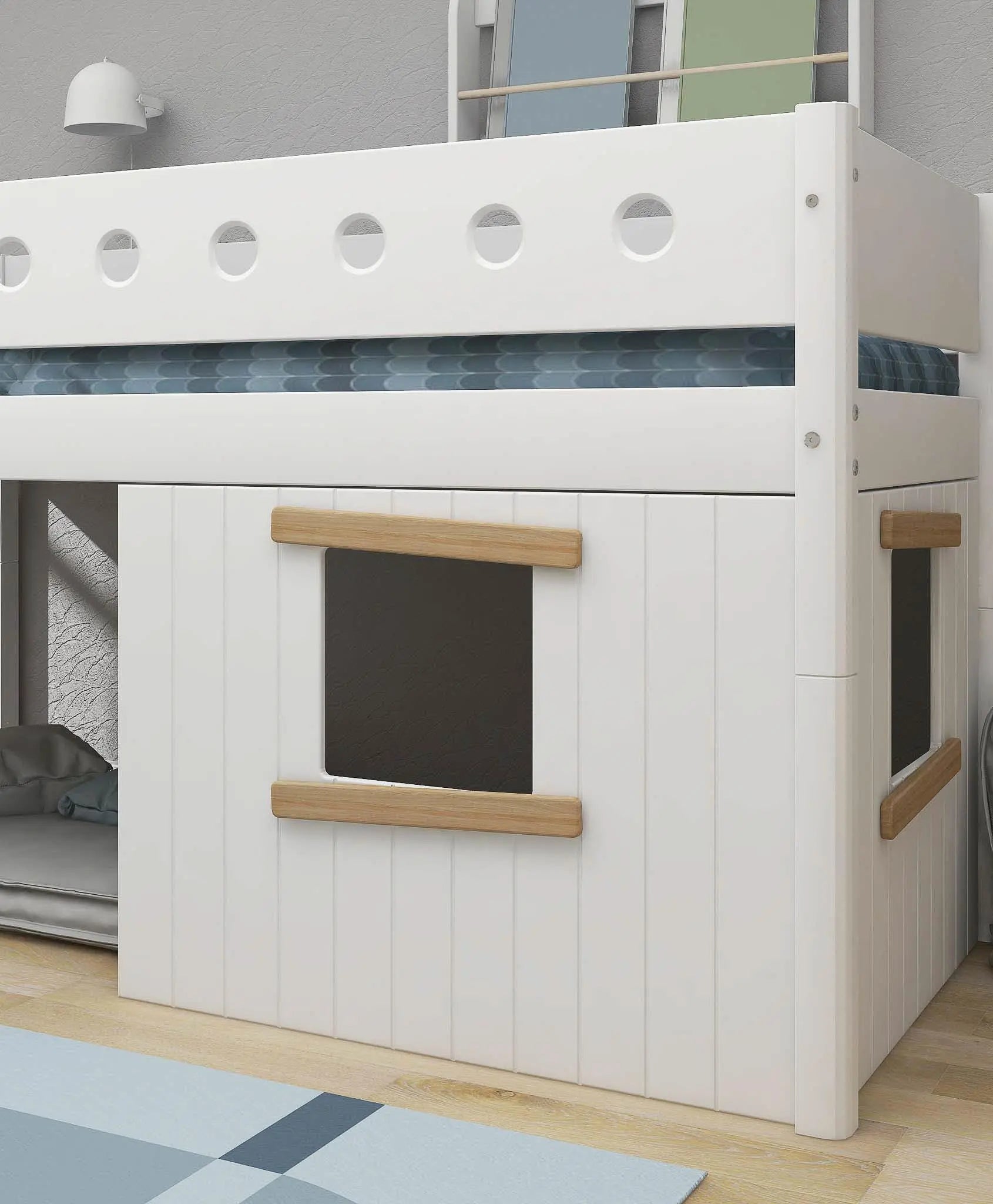 FLEXA Treehouse Bed Fronts, Oak frame, WHITE & NOR, view 6