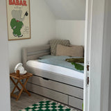 Single Bed with Pull-out Bed, Storage and Safety Rail, 90x200 cm, Grey SINGLE_BED single-bed-with-trundle-pullout-bed-grey-washed  flexa-com.myshopify.com