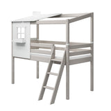 1/2 Maison pour lit simple et haut 120 cm, Blanc/Gris